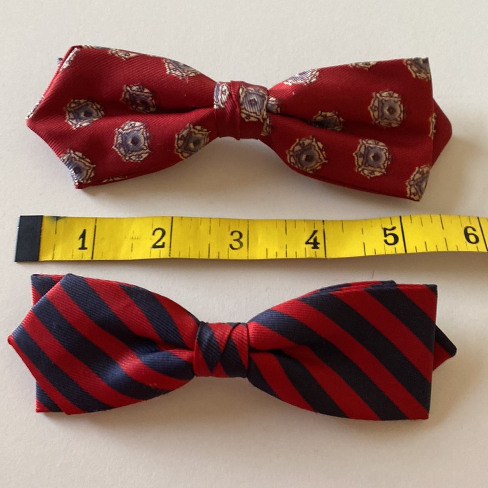 Two Vintage Clip-on Bow Ties - Red & Blue - Picture 5 of 7